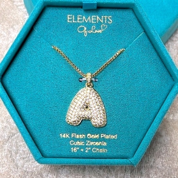 Brand New Elements of Love 14K Gold Plated Chain Necklace Bubble Balloon “A” - Picture 2 of 15